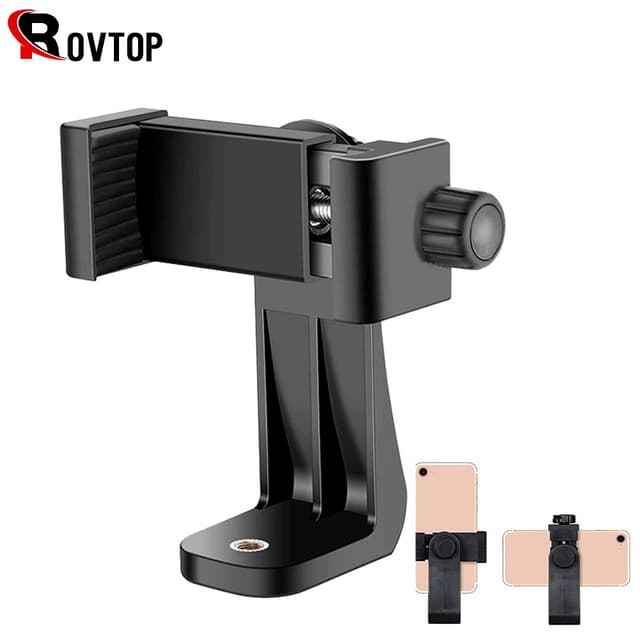 Rovtop Tripod Mount Adapter Cell Phone Clipper Holder Vertical 360 Rotation Tripod Stand for iPhone X 7 Plus Tripod【oy】