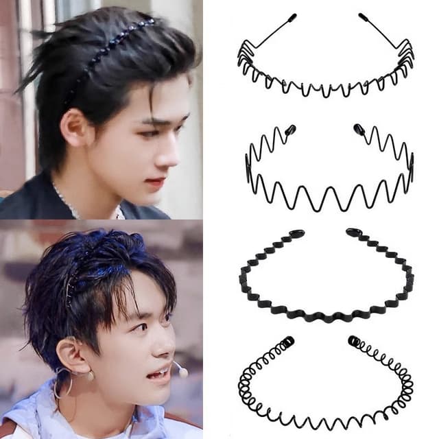 Anti-slip Unisex Black Metal Wave Headband Simple Sports Headband Men Women Hair Accessories