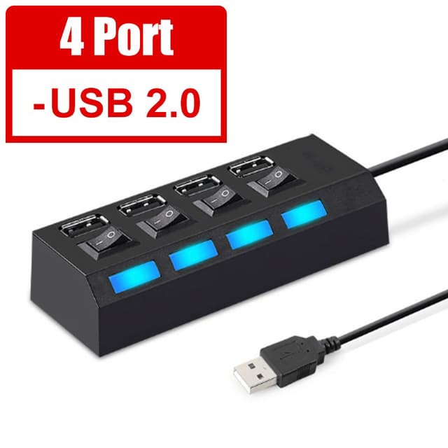 USB 2.0 4-Port HUBs High Speed Multi HUB Splitter Expansion Computer Charging Devices Data Transfer