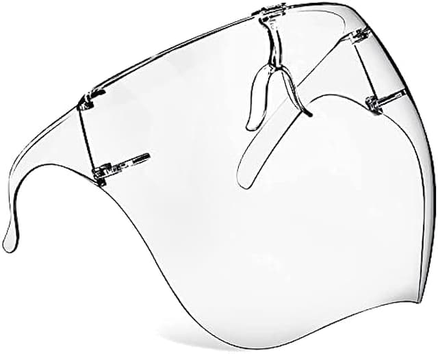 Face Shield with Glasses 4 Pack, Anti-Fog Clear Face Mask Full-Face Protection Reusable Breathable See Through Goggles for Adults