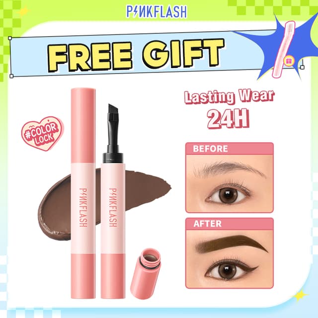 PINKFLASH #ColorStay Eyebrow Pomade Cream High Pigment Smudge-proof Long-lasting Non-caking Soft Smooth Quick-Shaping
