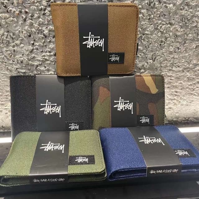 2024 Stussi Short Wallet Oxford Cloth Waterproof Coin Pouch Multifunctional Classic Canvas Men Two-Fold Card Short Wallet for Gift