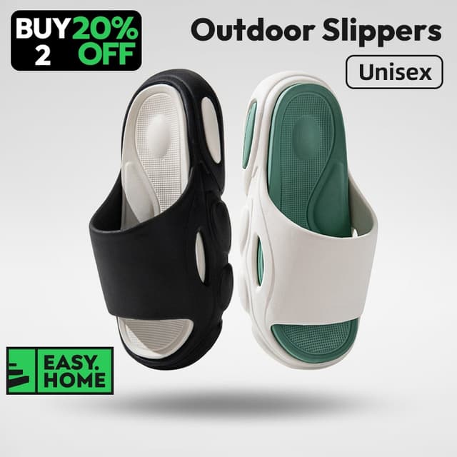 【SG Stock】Unisex Outdoor Slipper Men & Women Soft Sports Indoor Slippers Thick Sole Slides Lightweight Casual Sandals