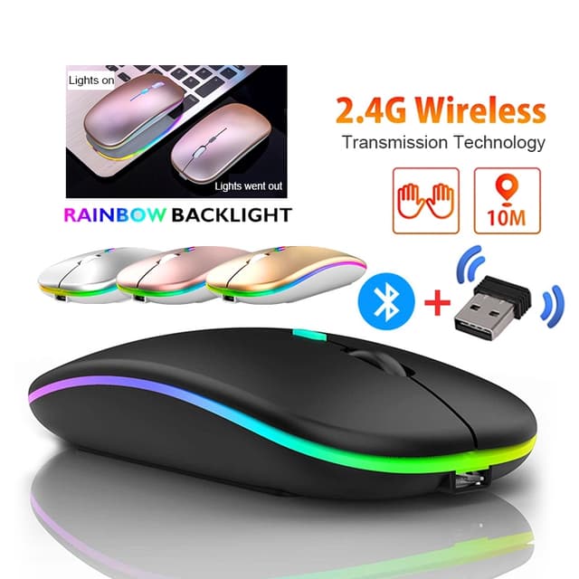 ?ready stock? Wireless Mouse 2.4Ghz Receiver Optical Adjustable Silent led usb Rechargeable for Laptop notebook 鼠标