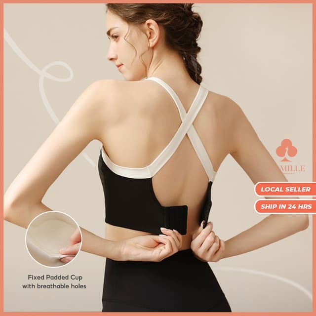 Sports Bra High Support Fixed Padding With Adjustable Back Buckle SG Stock
