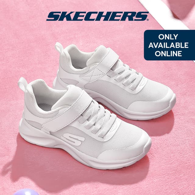 Skechers Online Exclusive Girls Dynamatic Back To School Shoes - 303552L-WHT