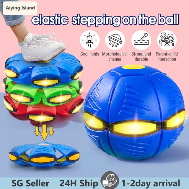 【SG】Ufo Ball Outdoor Frisbee Ball Magic Flying Saucer Ball Bounce Ball Toy Birthday Gift with 3 LED Light