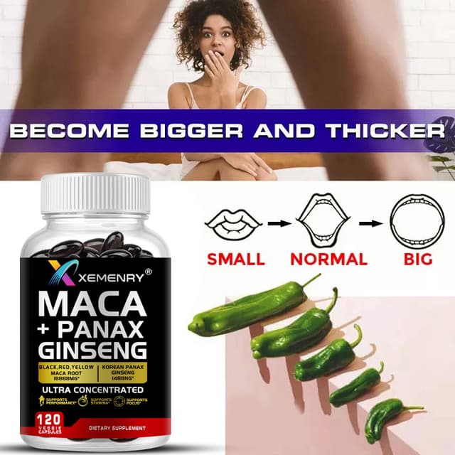 XEMENRY Maca Root Capsules 10,000mg + Korean Ginseng 1,400mg