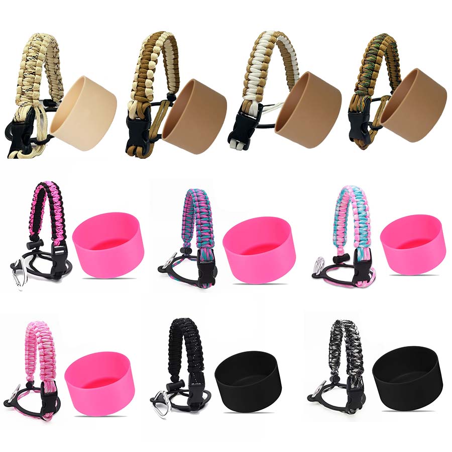 2pcs/set Boot and Paracord Set Aquaflask Accessories Earth Series Silicon Boot Brown Rope for 18oz 22oz 32oz 40oz Flask
