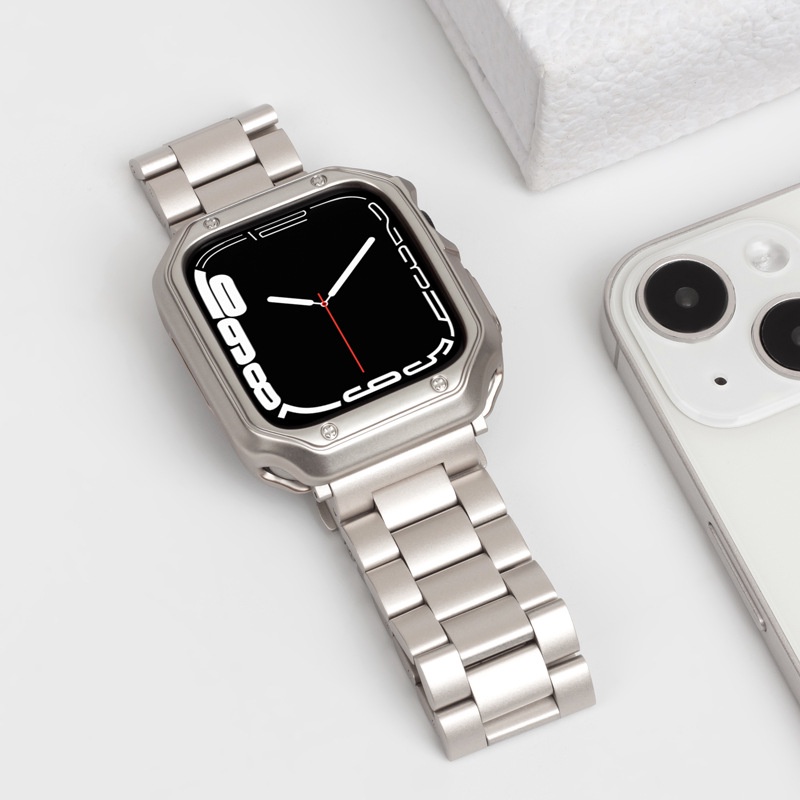 Luxury Strap + Case Compatible For Watch Strap Series 9 8 7 6 5 4 3 2 1,Watch SE,SE2, Ultra 2, Ultra Strap Stainless Steel Watch Strap Size 41mm 45mm 49mm 40mm 44mm Watch Case