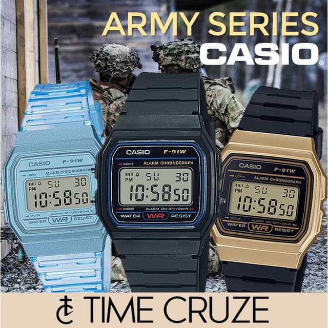 [Time Cruze] Casio Digital Kids NS Army Men Watch F-91W-1 F-91WM-2A F-91WM-9A F-91W F-91WM F-91WS-4 F-94WA-8 F-91