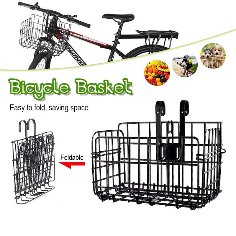 【SG STOCK】Foldable Metal Bicycle Basket for Scooter all Bicycle Ebike Escooter Bike Basket Bike Front Rear Carrier 自行车篮