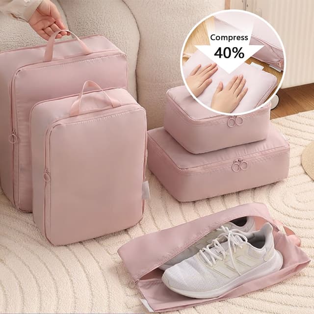6 Set Ultralight Compression Packing Cubes for Suitcases, Luggage Organizer Bags Set for Carry on, Travel Essentials for Women, Travel Gifts for Mom