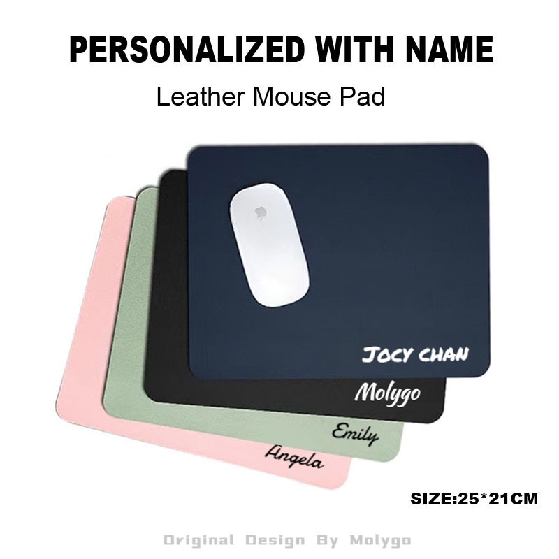 MOLYGO Christmas Gift | Personalised Name Mouse Pad | Premium PU Leather Mousepad | Teacher's Day | Mousepad | Farewell gift