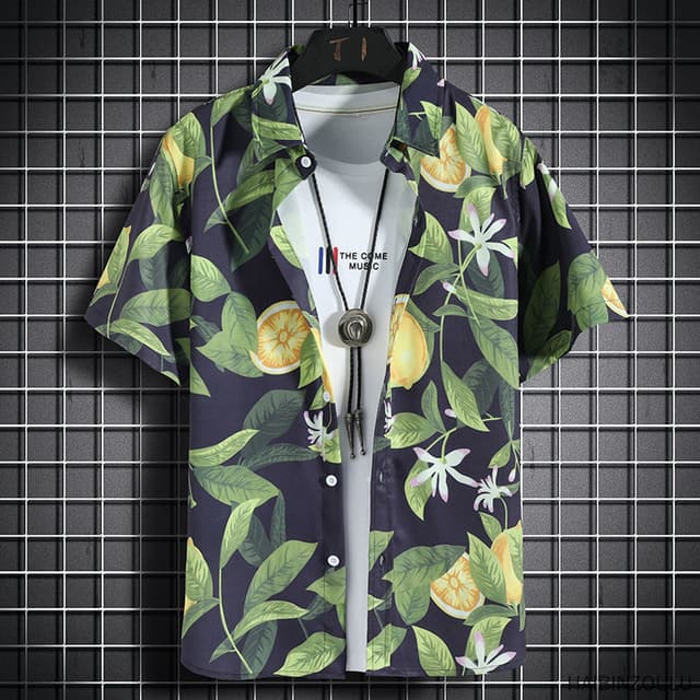 7-color boys' short sleeve shirt Hawaiian style beach shirt men's loose quick dry Casual Short Sleeve printed shirt beach quick dry T-shirt fashion trend loose oversized men's and women