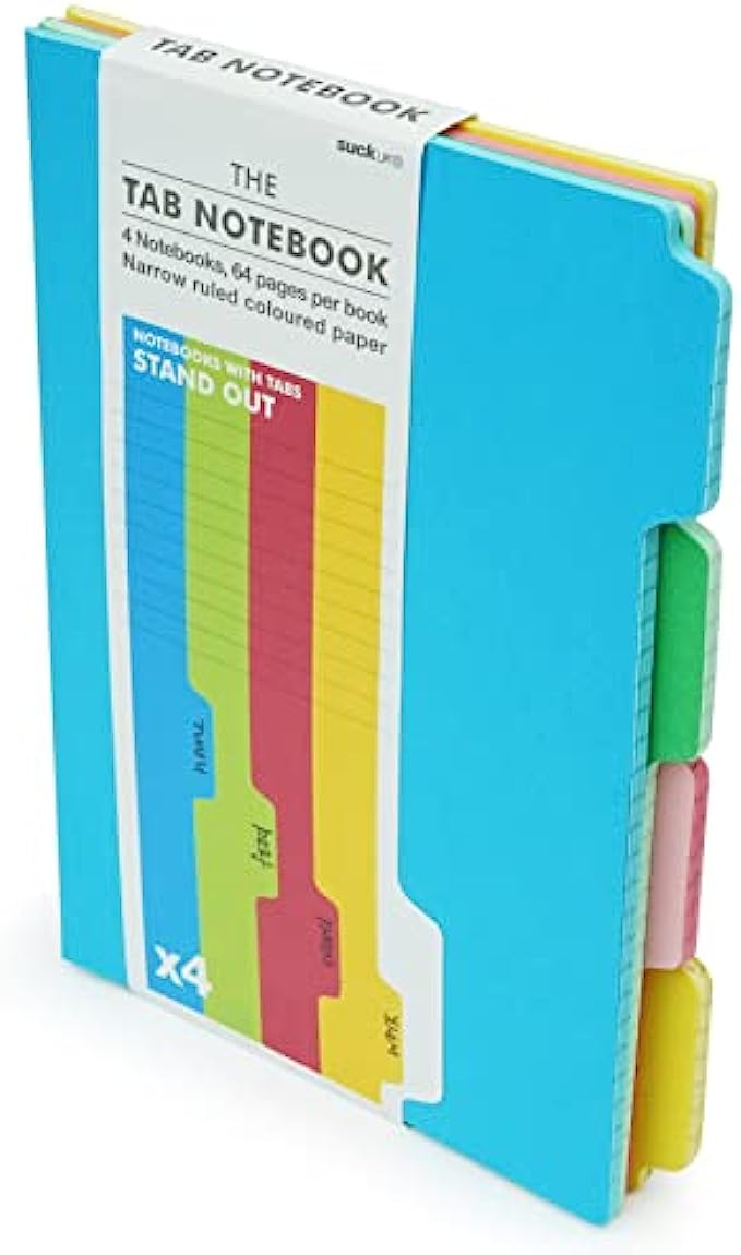 Suck UK | Tab Notebook | A5 Journal Notebook | Tabbed Subject Note Pads For Studying | Office Supplies & Notebooks For Work | School Supplies & College Essentials | Revision Planner Or Journal