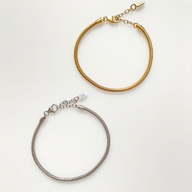 [August Harmony] 925 Bold Snake Chain Bracelet : made in Korea