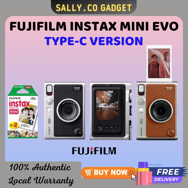 [Ready Stock] Fujifilm INSTAX mini Evo Hybrid Digital Instant Film Camera(USB-Type C)