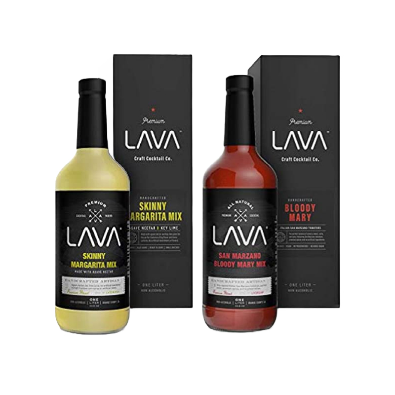 LAVA All Natural San Marzano Bloody Mary Mix Craft Cocktail Mixer & Premium Skinny Margarita Mix by LAVA Craft Cocktail Co., Low Calorie, Lots of Flavor and Ready to Use, 1-Liter (33.8oz) Glas