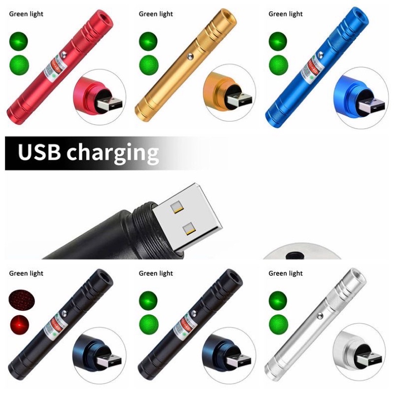 USB Rechargeable Laser Green Portable High-power Laser Pointer built in battery (SG stock)