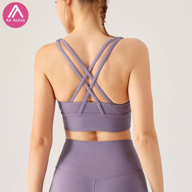 AIR ACTIVE Padded Sports Bra Yoga Bra Gym Bra Buttery Soft Yoga Bra Cross Back Gym Fitness Workout Running