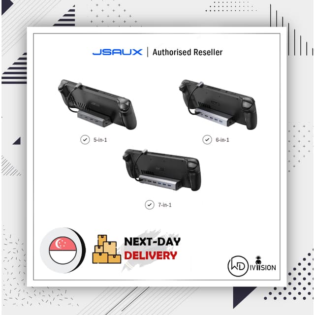 Official JSAUX Docking Station - 5in1 / 6in1 / 7in1 Dock for Valve Steam Deck OLED / ASUS ROG ALLY & X