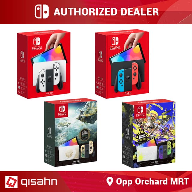 Nintendo Switch OLED Console - Official Singapore - Neon Red/Blue White Splatoon 3 Zelda Tears