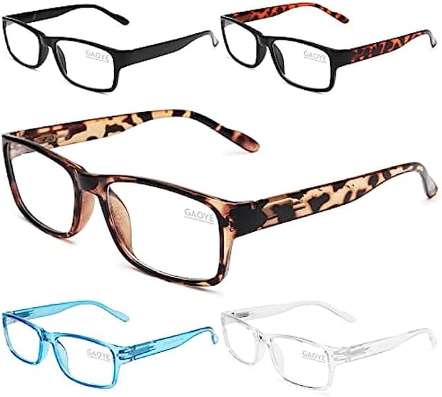 Gaoye 5-Pack Reading Glasses Blue Light Blocking,Spring Hinge Readers for Women Men Anti Glare Filter Lightweight Eyeglasses (#5-Pack Mix Color, 1.0)