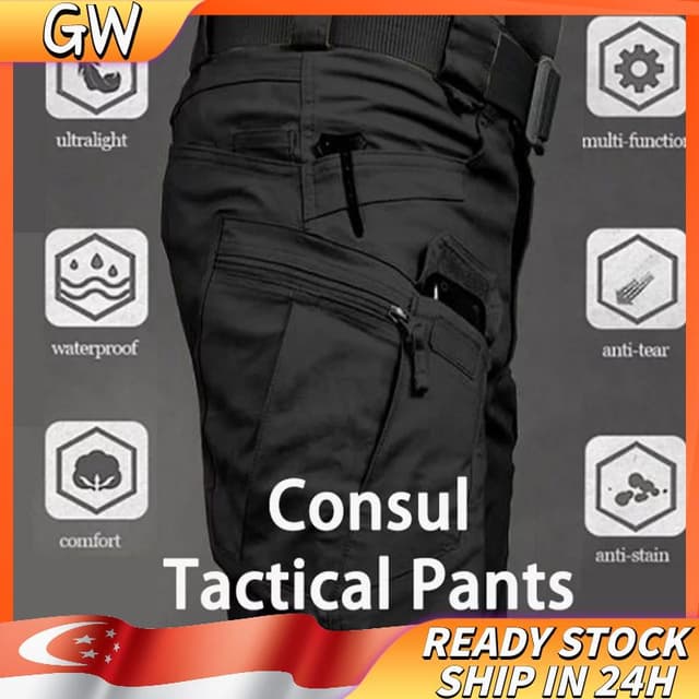 ?GW?Men's big yards Tactical Pants Overalls Trousers Multi-pocket Pants Waterproof Sweat-absorbent Training Workwear Men's Military Pant