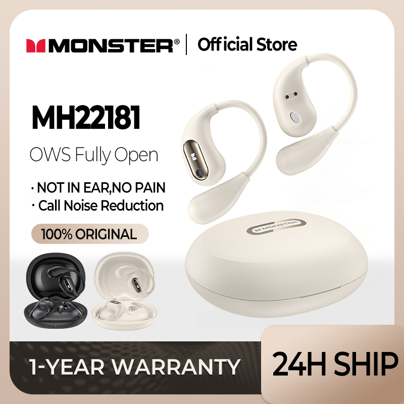 Monster 5.4 Bluetooth Earphone MH22181 OWS Fully Open Ear Earbuds IPX5 Waterproof Wireless Headphone Bluetooth Noise-Cancelling Stereo