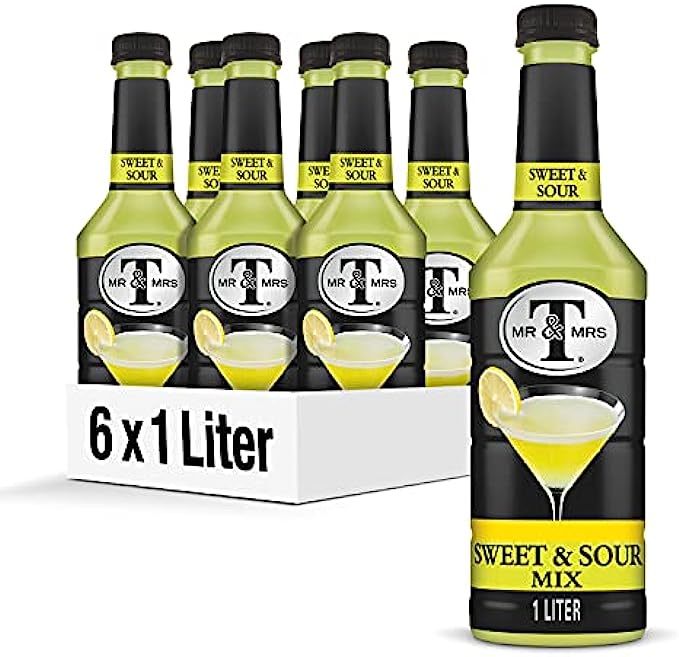 Mr & Mrs T Sweet & Sour Mix, 1 L bottles (Pack of 6)