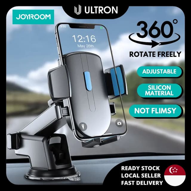 SG? | Joyroom Car Phone Holder 360° for Dashboard Windscreen Windshield - Adjustable Rotatable Bracket mount Anti-Slip