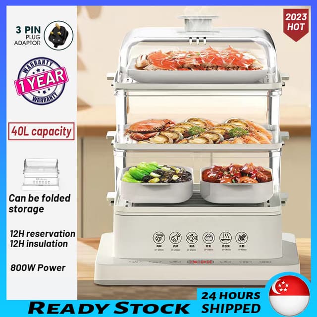 ?? [READY STOCK]40L Multi Function Steamer Cooker One three-Layer Multi Purpose Food Steamer Cooker With Stainless Steel