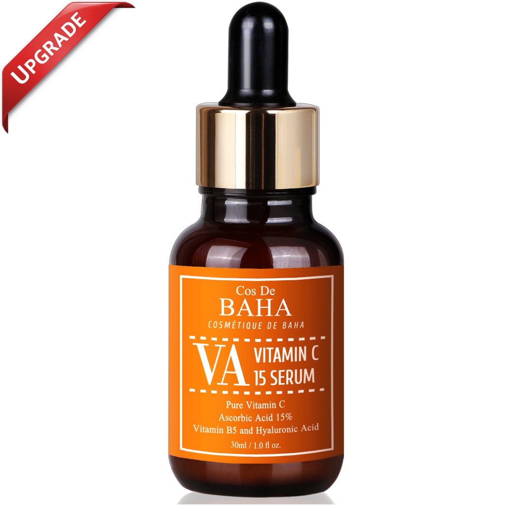 Cos De BAHA Facial Vitamin C 15% Serum Arbutin 2% Hyaluronic Acid Essence Face Skin Care Brightening Acne Dark Spots Whitening Anti Aging Wrinkles Pimples Korean