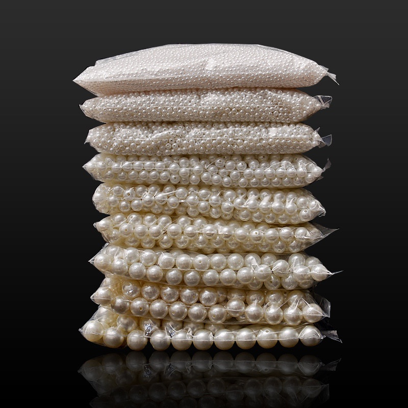 4/6/8/10/12/14/16mm(3000pcs-10pcs)pearl beads ABS loose Round Beads Craft For Fashion Jewelry Making white beige DIY Imitation Garment beads