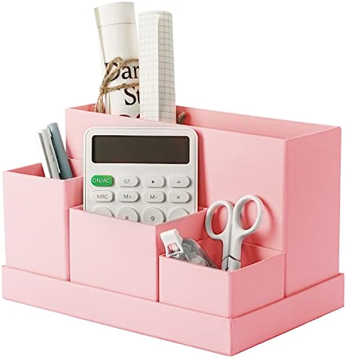 Desk Organizer, Office Desk Organizer and Accessories,Vanity Organizer, Cosmetic Storage Organizer, Pen Holder, School Supplies Caddy, Desk Organization for Home/Office/Dorm (Fairy Pink)