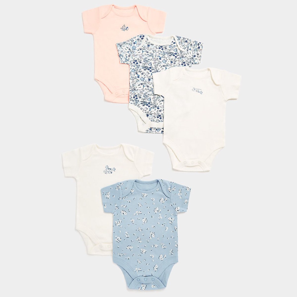 Mothercare Baby Girl Bluebird Short Sleeve Bodysuit -5 Pack