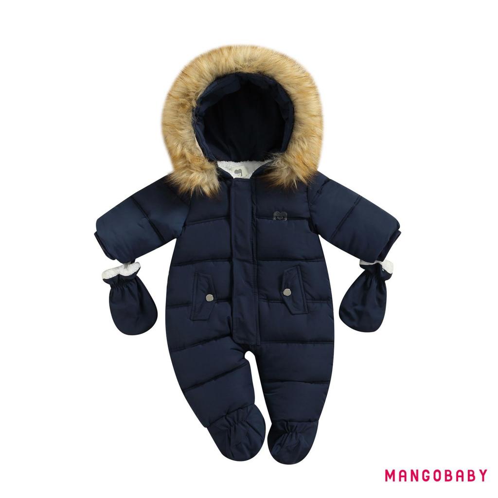 MG-Baby Girls Boys Zipper Down Jumpsuits with Gloves Winter Romper Jumpsuit Romper Outfits