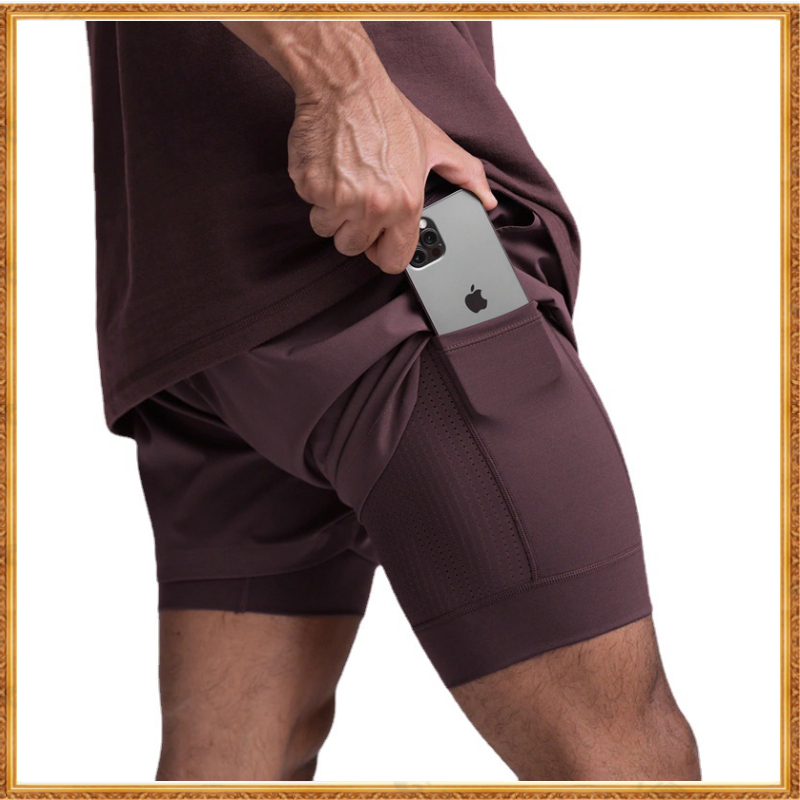 Lululemon Men's Sports shorts (EUR SIZE) Casual Shorts Double Layer Fitness Wicking Quick-Drying Shorts DK890