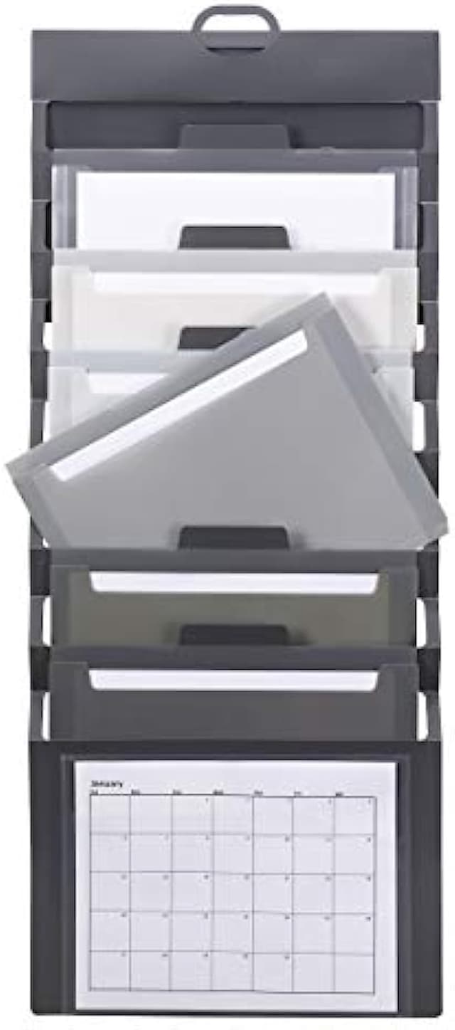Smead Cascading Wall Organizer, 6 Pockets, Letter Size, Gray/Neutral Pockets (92061)