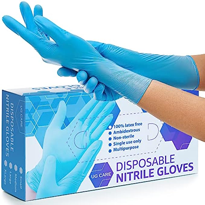 [100 Pcs] Nitrile Gloves - Powder & Latex Free Disposable Exam Gloves - Medical and Food Grade - 3 Mil - Touch Sensitive