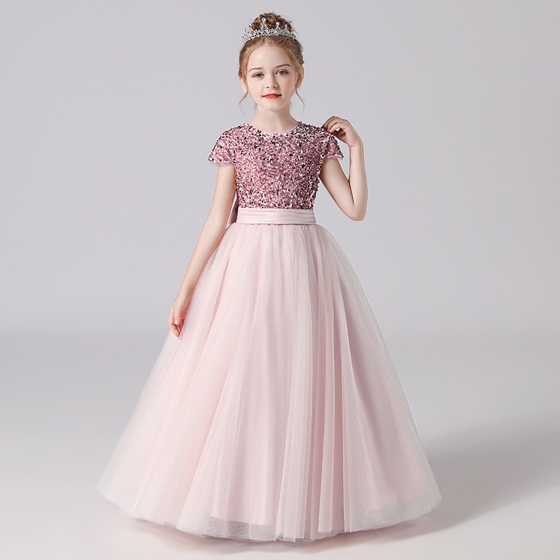 Children's Elegant Long dress girl ceremony dress Children Bridesmaid Dress Flower Girl Dresses First Communion Dresses for 5-14 years