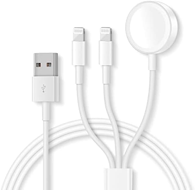Watch Charger Cable Compatible for Apple Watch Series 7 6 5 4 3 2 1 SE, iWatch Charging Cord, 3 in 1 Portable Phone and Watch Charger for 13/12/11/Pro/Max/XS/X/Airpods/Pad Series, 4.9ft/1.5M