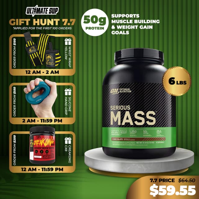 Optimum Nutrition Serious Mass Gainer, 6-12lbs, 1250 kcal