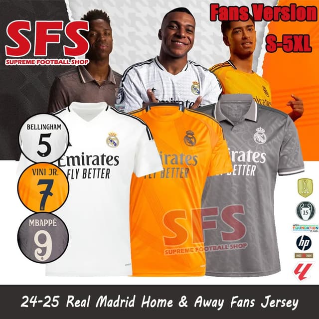 【SFS】 Top Quality 24-25 Real Madrid Soccer Football Jersey Sports Jerseys Loose Fans Version Home Away S-5XL