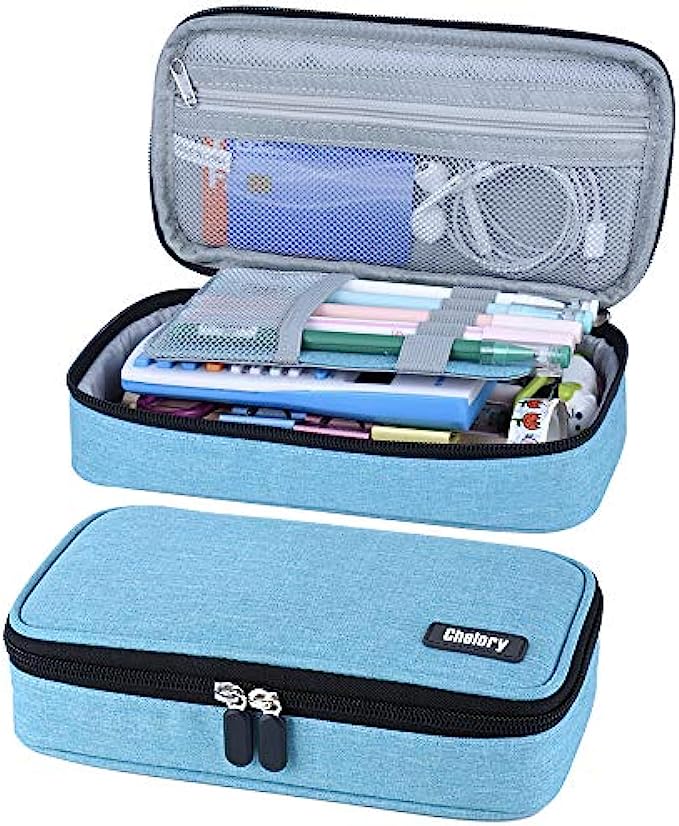 Chelory Pencil Case Big Capacity Pencil Bag Canvas Pen Case Pouch Pencil Marker Holder Desk Organizer Makeup Bag with Large Storage for Boys Girls College Students School & Office Supplies, Light