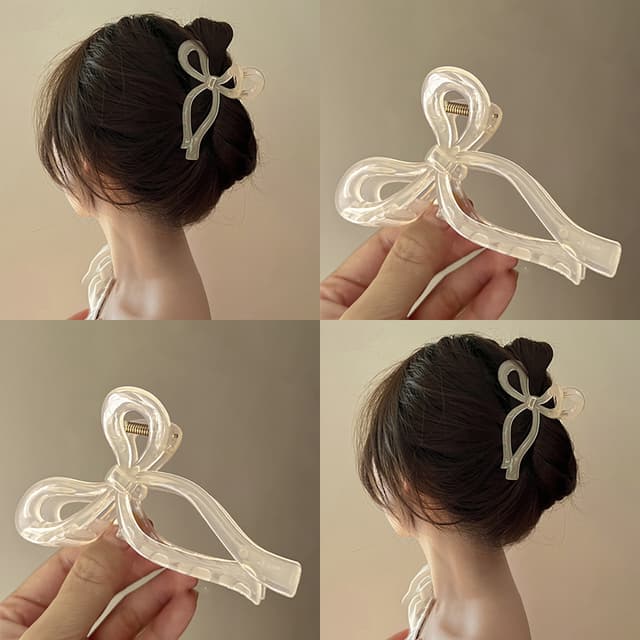 Korean Style Ins Bow Hair Clip Plastic Hair Claw Fashion Simple Shark Clip Ladies Hair Accessories