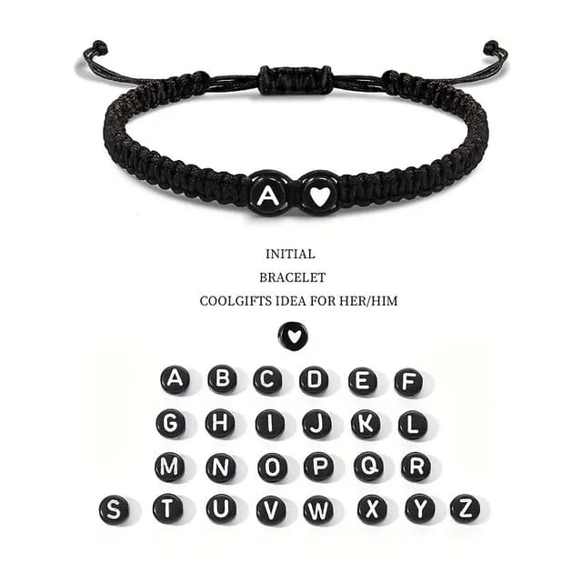 Handmade 26 Letter Rope Bracelet for Women Men Adjustable A-Z Initials Bracelet Party Club Alphabet Jewelry Lover Birthday Gifts