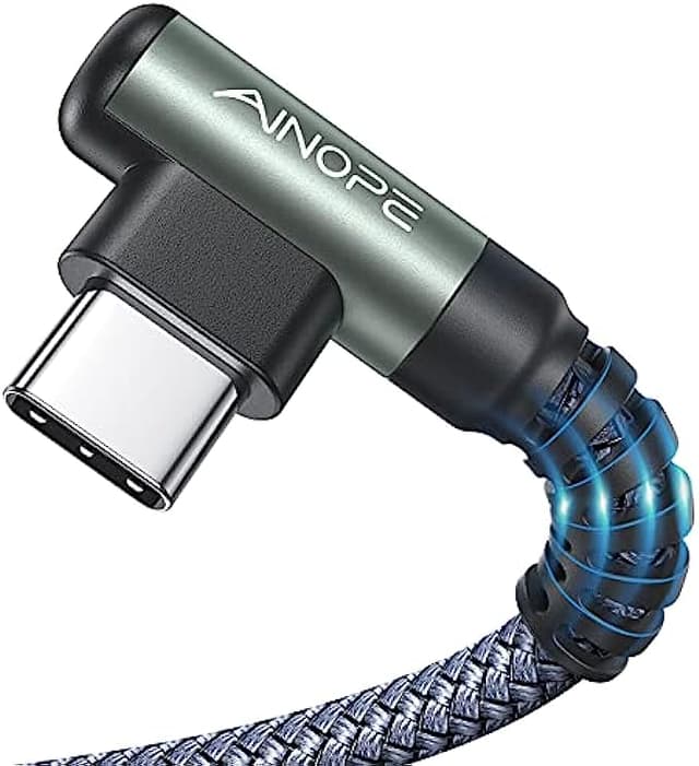 USB C Cable AINOPE [2-Pack, 6.6ft] 3.1A Type C Charger Fast Charging Cable Right Angle, Durable Nylon Braided USB C Charging Cable Compatible with Galaxy S10 S9 Plus S21, Note 10 9 LG, Type C Charger