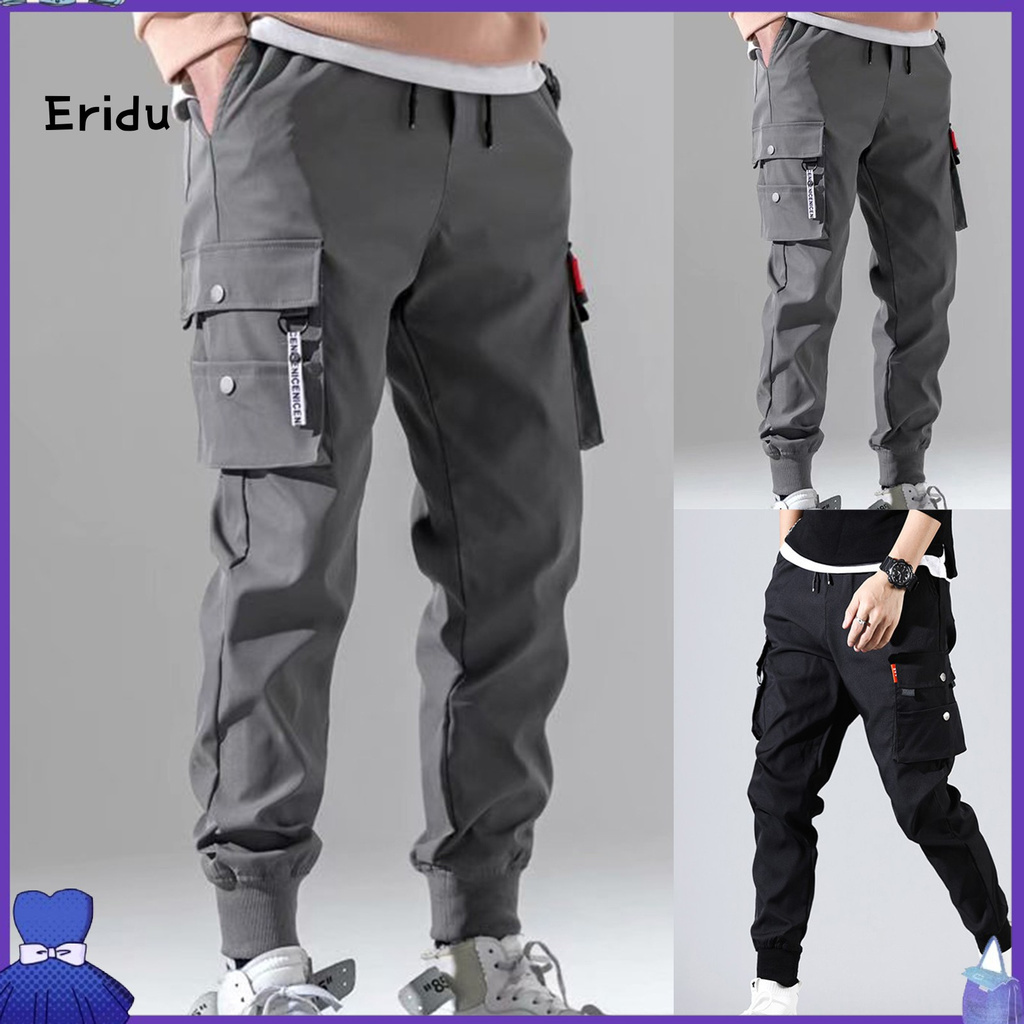 ERIN Men's Wear 2 Colors Men Pants Men Simple Beam Feet Cargo Pants Breathable for Daily Life